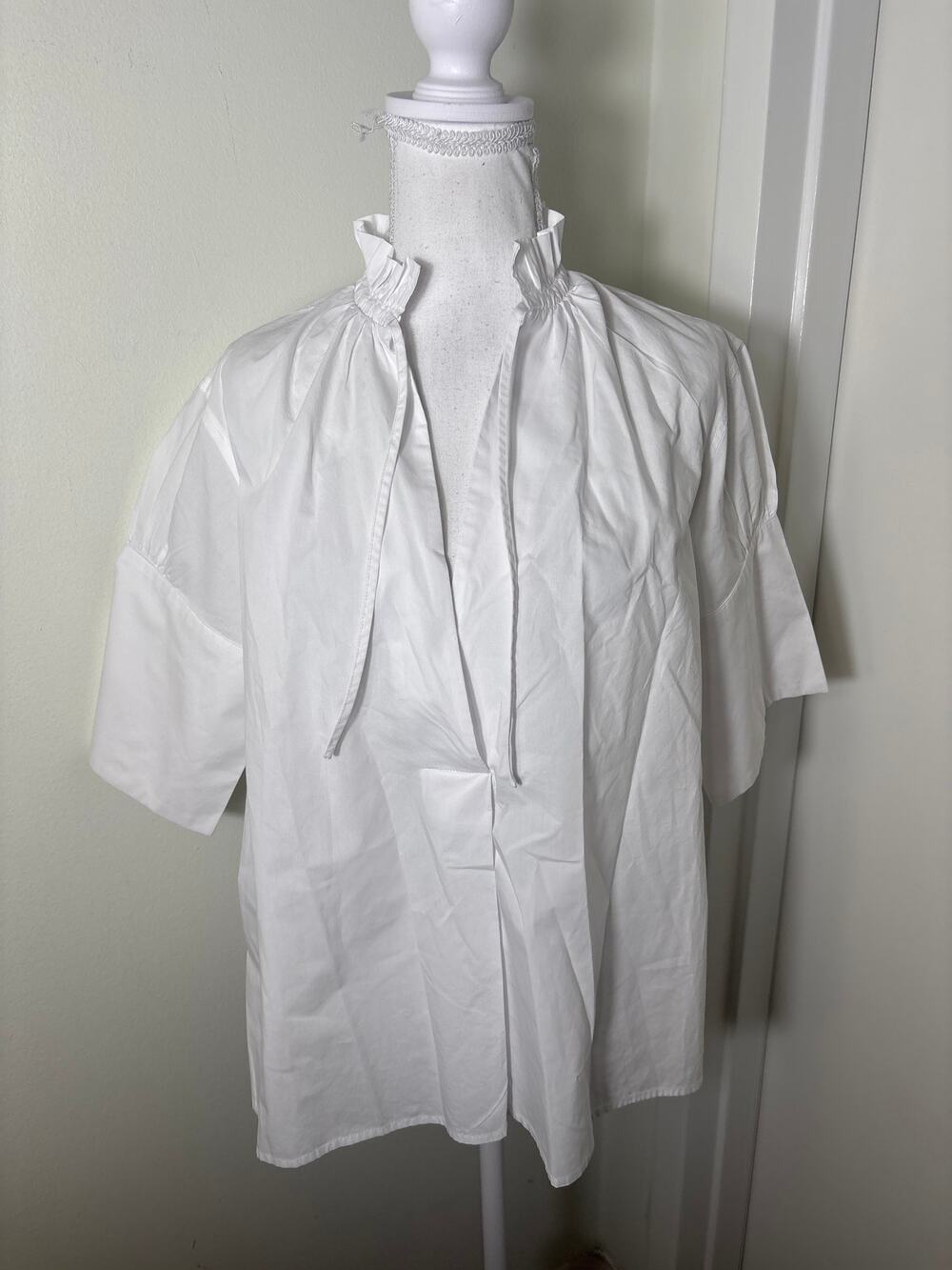 Psophia Vazquez de Castro White Cotton Half Sleeve Shirt Sz S